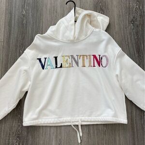 Valentino White Hoodie with Colorful Lettering